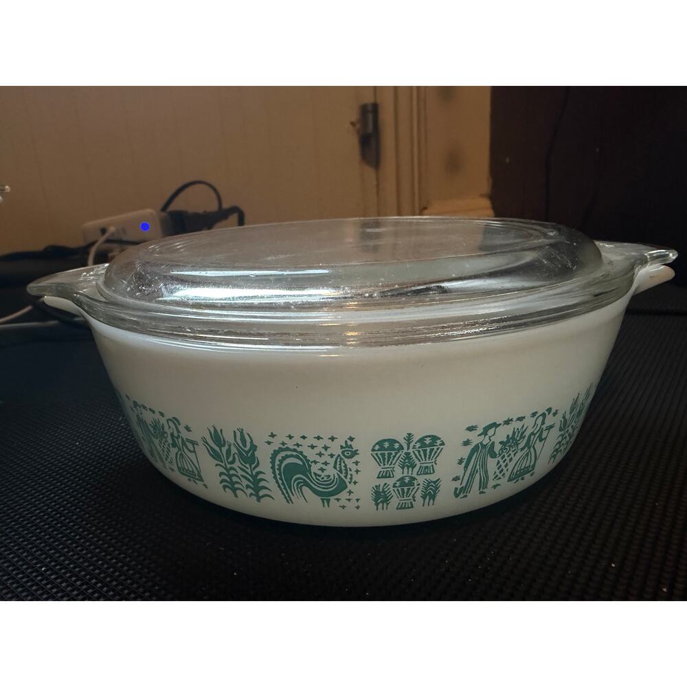 Vintage Pyrex Butterprint 471 472 473 Casserole Set 3 Lids Turquoise - Picture 2 of 10